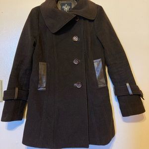 Mackage Wool Coat with Leather Detail